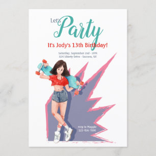 Teen Girl met Skateboard Kaart