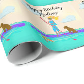 Teen Girl Paddleboard Happy Birthday - persoonlijk Cadeaupapier (Rol Hoek)