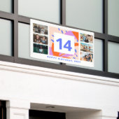 Teen Girl Photo Collage Happy Birthday Party Spandoek (Buitenkant Gebouw)