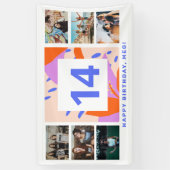 Teen Girl Photo Collage Happy Birthday Party Spandoek (Verticaal)