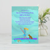 Teen Girl Tropical SUP Verjaardagsfeestje Uitnodig Kaart (Staand voorkant)