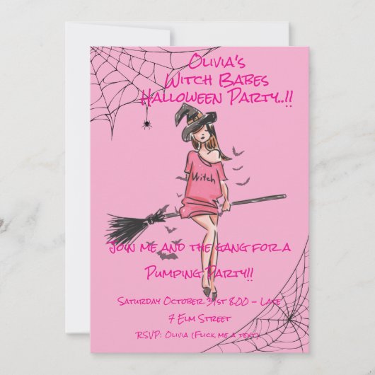 Teen Girl Witch Babes Halloween Party Kaart (Voorkant)