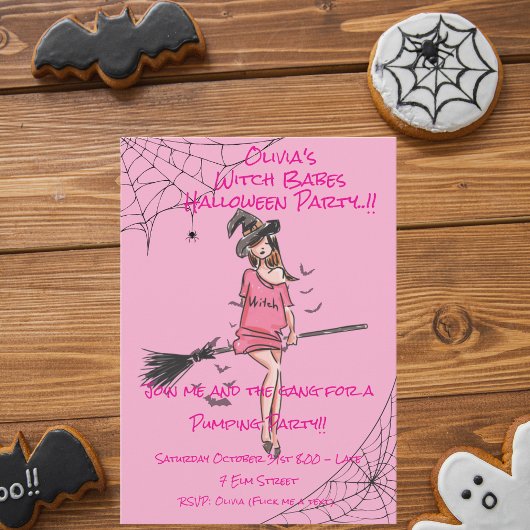 Teen Girl Witch Babes Halloween Party Kaart