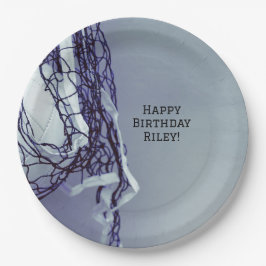 Teen Grey Verjaardagsfeest Net & Volleybal Papieren Bordje