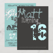 Teen Guy Gymnastics Birthday Invitation Kaart (Voorkant / Achterkant)