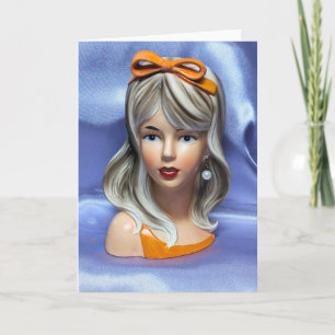 Teen Head Vase Sinaasappel Bow Mid Century Modern Kaart