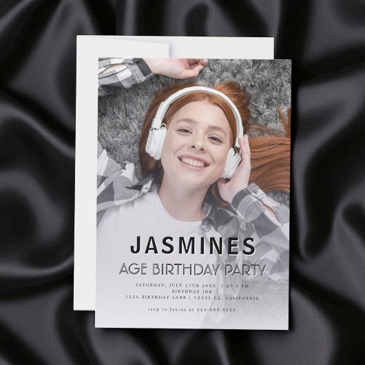 Teen modern photo  birthday party kaart