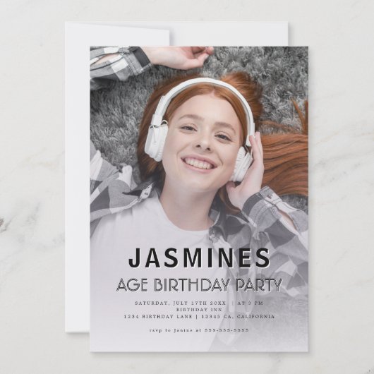 Teen modern photo  birthday party kaart (Voorkant)