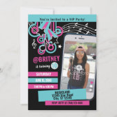 Teen Music Star Photo Birthday Invitation Kaart (Voorkant)