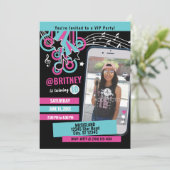 Teen Music Star Photo Birthday Invitation Kaart (Staand voorkant)