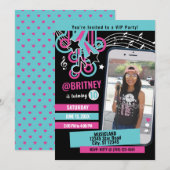 Teen Music Star Photo Birthday Invitation Kaart (Voorkant / Achterkant)