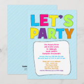 Teen Party Invitation - Laten we feest! Kaart (Voorkant / Achterkant)