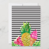 Teen Pool Party, Flamingo, Pineapple Invitation Kaart (Achterkant)