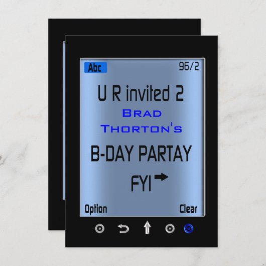 Teen Smart Phone Sms'en Uitnodiging van Birthday P (Voorkant / Achterkant)