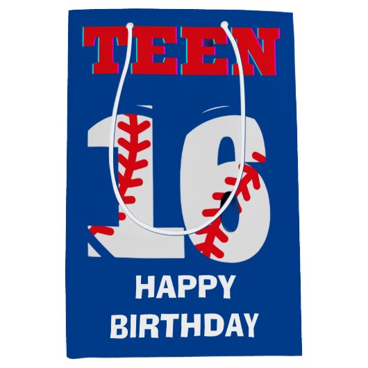 Teen-sport honkbal verjaardagskaarttas medium cadeauzakje (Voorkant)