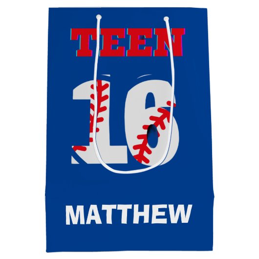 Teen-sport honkbal verjaardagskaarttas medium cadeauzakje (Achterkant)