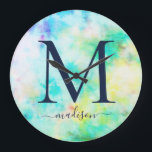 Teen Stropdas-Dye Monogram Naam Grote Klok<br><div class="desc">Kleurrijk stropdas-kleurstof monogram en naamklok voor de slaapkamer van je tiener. Een stropdas-gekleurd gepersonaliseerd ontwerp waar ze van zal houden.</div>