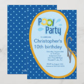 Teen Swimmolen Party Invitation Blue Kaart (Voorkant / Achterkant)