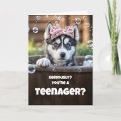 Teen Teenager Happy Birthday Cute Husky Funny Kaart (Voorkant)