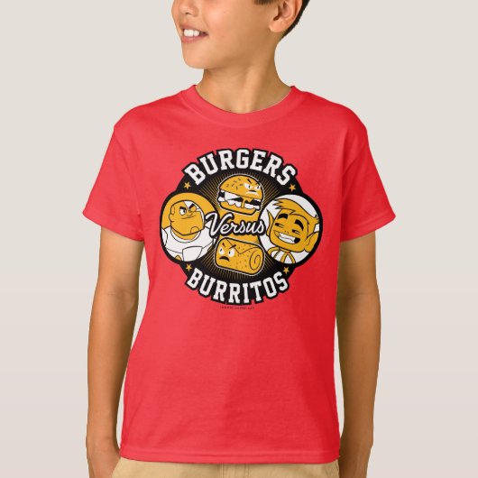 Teen Titans Go! | Burgers Versus Burritos T-shirt (Voorkant)