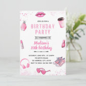 Teen tween Girl Verjaardag Uitnodiging (Staand voorkant)