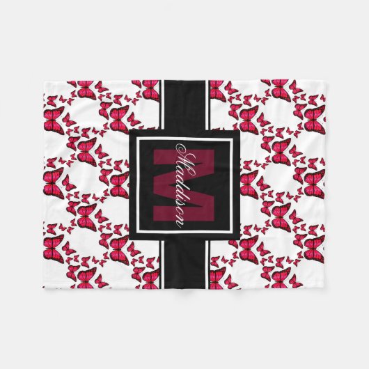 Teen Tween Girls - Gepersonaliseerde Monogram Butt Fleece Deken (Voorkant (Horizontaal))