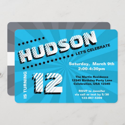 Teen/Tween Graffiti Wall Birthday Boy Party Kaart (Voorkant / Achterkant)