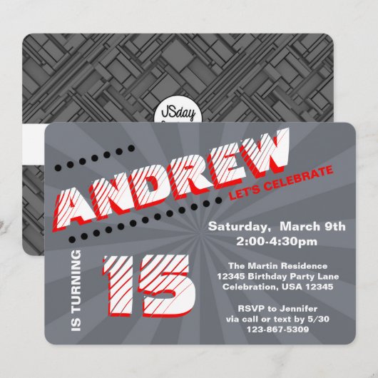 Teen/Tween Graffiti Wall Birthday Boy Party Kaart (Voorkant / Achterkant)