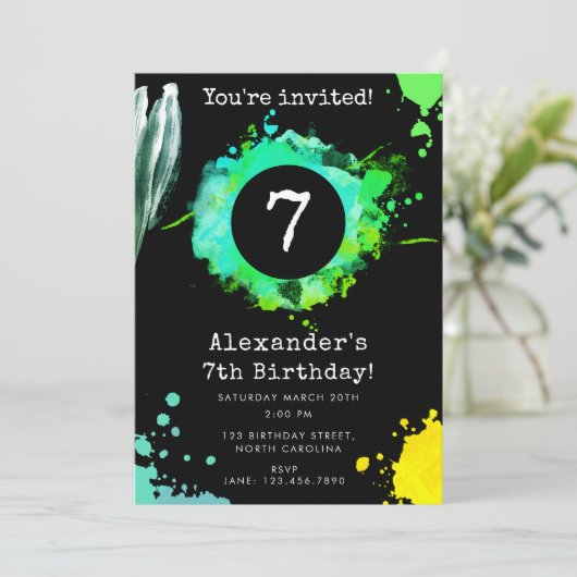 Teen Tween Jonge Jongen Elke Leeftijd Neon Verjaar Kaart (Staand voorkant)