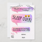 Teen Tween Sleeopver Birthday Party Kaart (Voorkant)