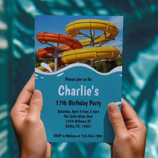 Teen Water Park Summer Birthday Party Kaart