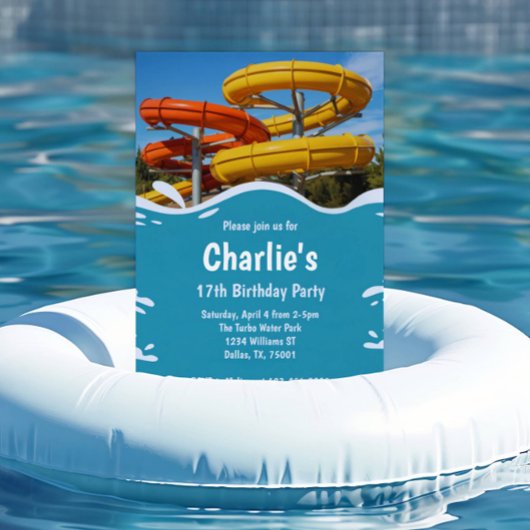Teen Water Park Summer Birthday Party Kaart