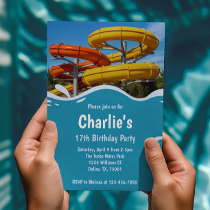 Teen Water Park Summer Birthday Party Kaart