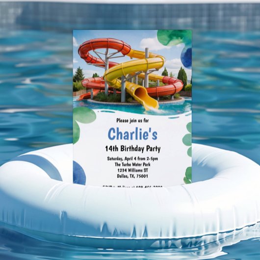 Teen Water Park Summer Birthday Party Kaart