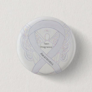 Teen Zwangerschap White Ribbon Angel Pin Ronde Button 3,2 Cm