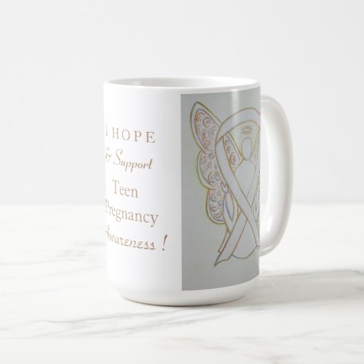 Teen Zwangerschap Witte Ribbon Angel Mok (Voorkant rechts)