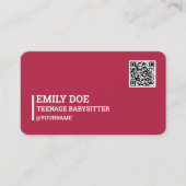 Teenage Babysitter QR-code Visitekaartje (Voorkant)