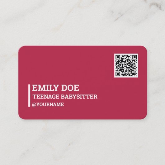 Teenage Babysitter QR-code Visitekaartje (Voorkant)