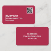 Teenage Babysitter QR-code Visitekaartje (Voorkant / Achterkant)