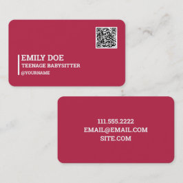 Teenage Babysitter QR-code Visitekaartje