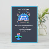 Teenage Bro Grab Trunks Pool Party Verjaardagsspla Kaart (Staand voorkant)