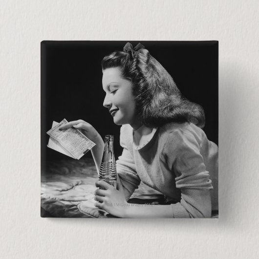 Teenage Girl Vierkante Button 5,1 Cm (Voorkant)