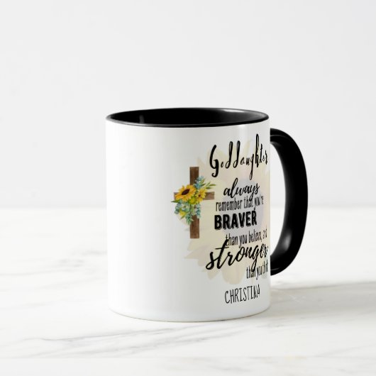 Teenage GODDAUGHTER Motivatie Citaat Zonnebloemen Mok (Voorkant rechts)