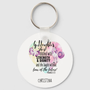Teenage Goddochter Gift Pink Unicorn Proverb Cute Sleutelhanger