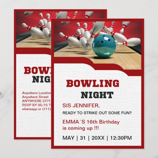 Teenage Sis Strike Out Bowling Plezier Verjaardag Kaart (Voorkant / Achterkant)