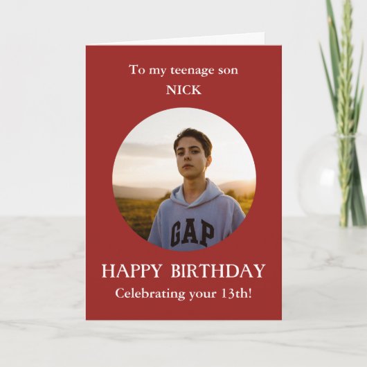 Teenage Son Foto 13th Birthday Card Kaart (Voorkant)