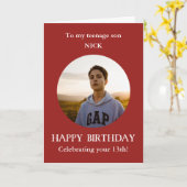Teenage Son Foto 13th Birthday Card Kaart (Gele Bloem)