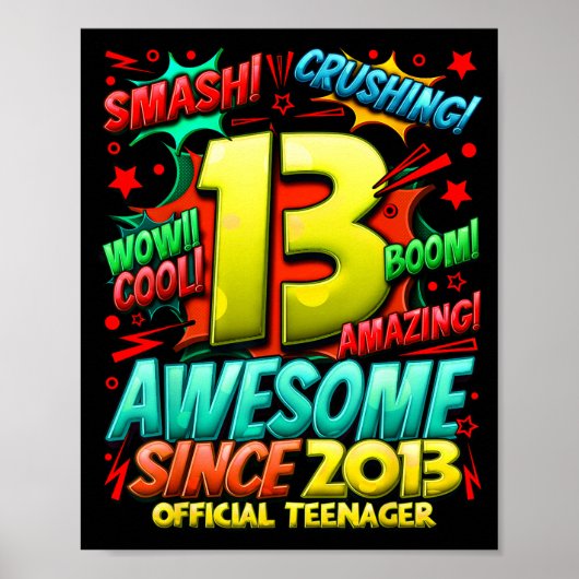 Teenager 13 Year Old Boys 13th Birthday Boy  Poster (Voorkant)