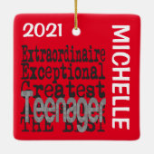 Teenager Extraordinaire CUSTOM Ceramic Ornamed Keramisch Ornament (Achterkant)