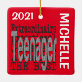 Teenager Extraordinaire CUSTOM Ceramic Ornamed Keramisch Ornament (Achterkant)